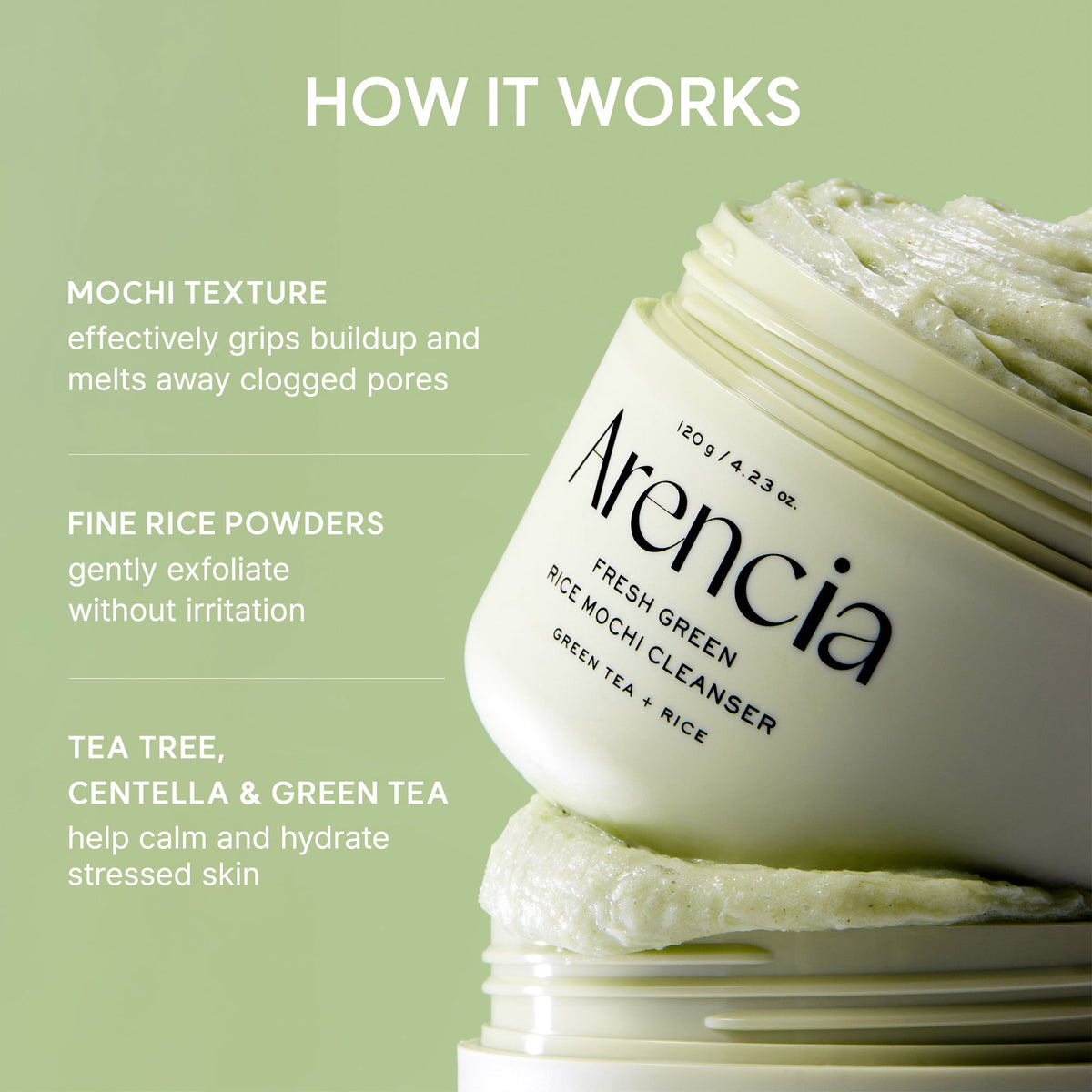 Arencia Fresh Green Rice Mochi Cleanser 120g