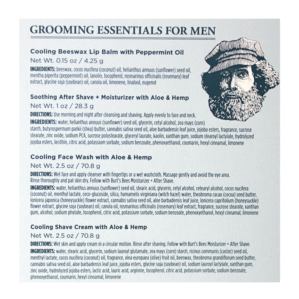 Grooming Essentials for Men Burts Bees Kit - 4 Piece Gift Kit