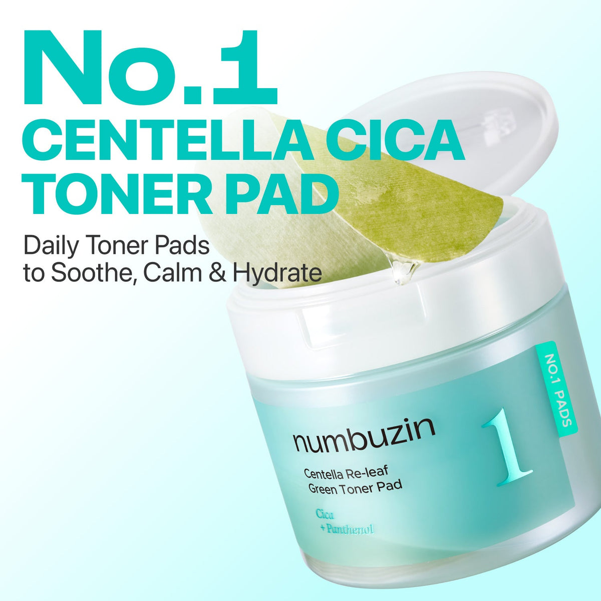 numbuzin No.1 Centella Re-Leaf Green Toner Pad 70 pads