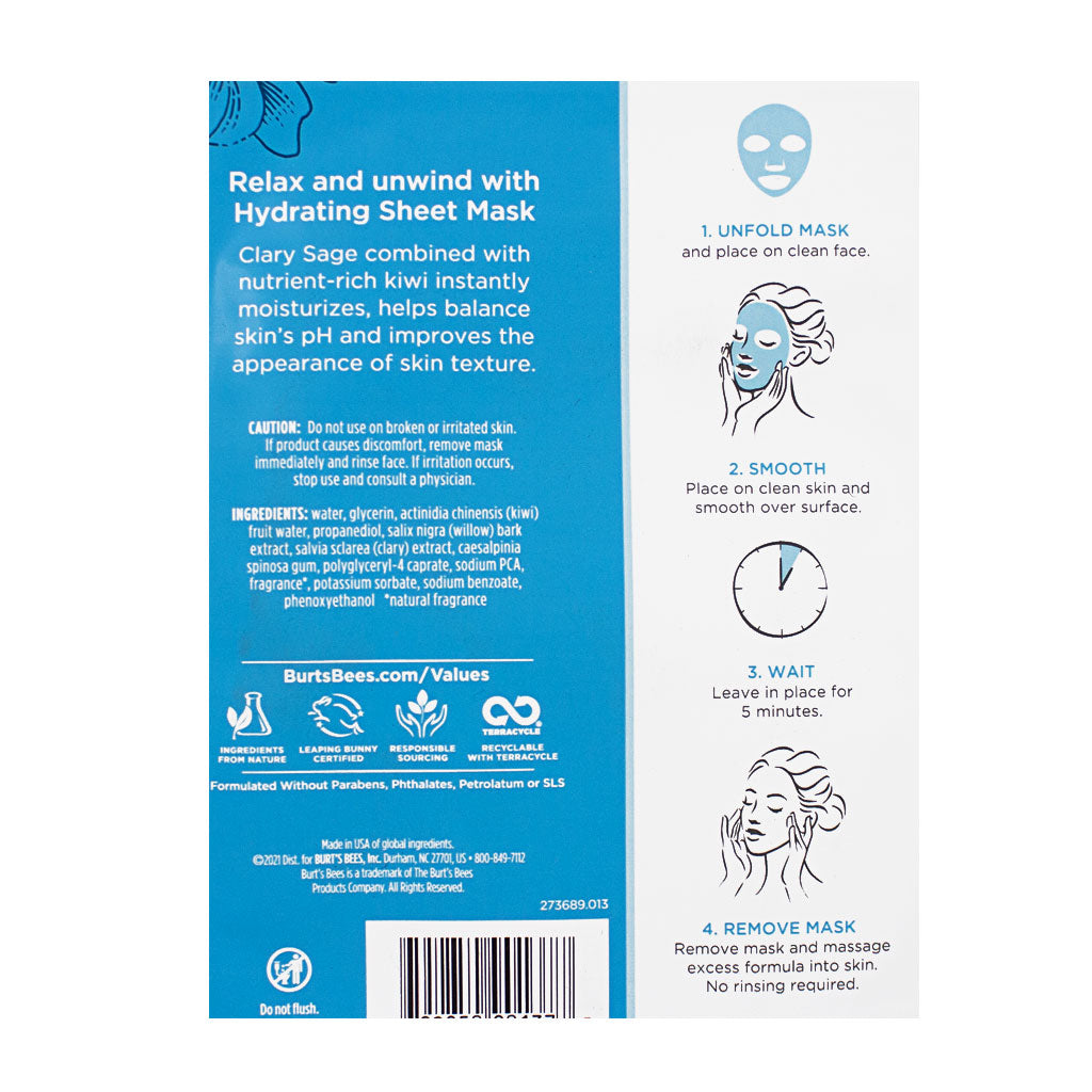 Burt's Bees Hydrating Sheet Mask with Clary Sage - Pack of 1