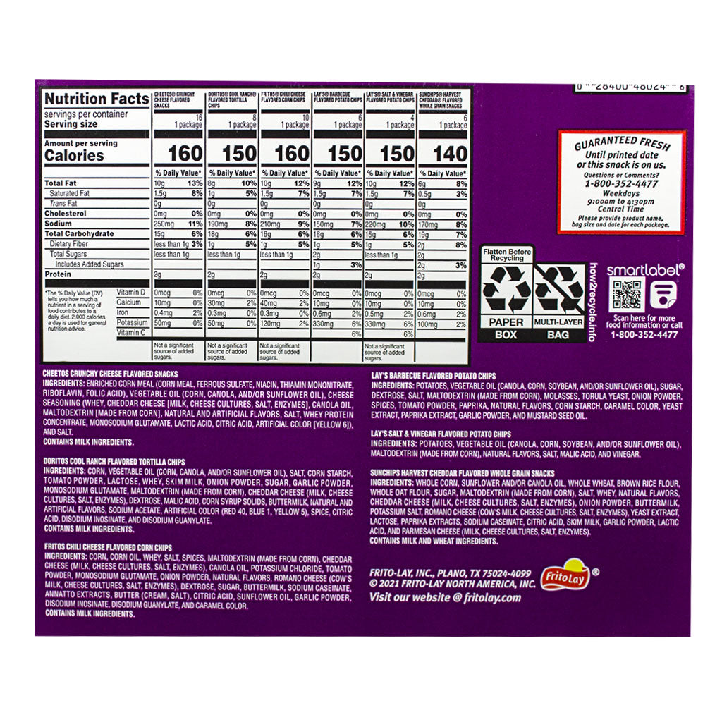Frito -Lay Flavor Mix Chips & Snacks Variety Pack (Expires 7/2/24)