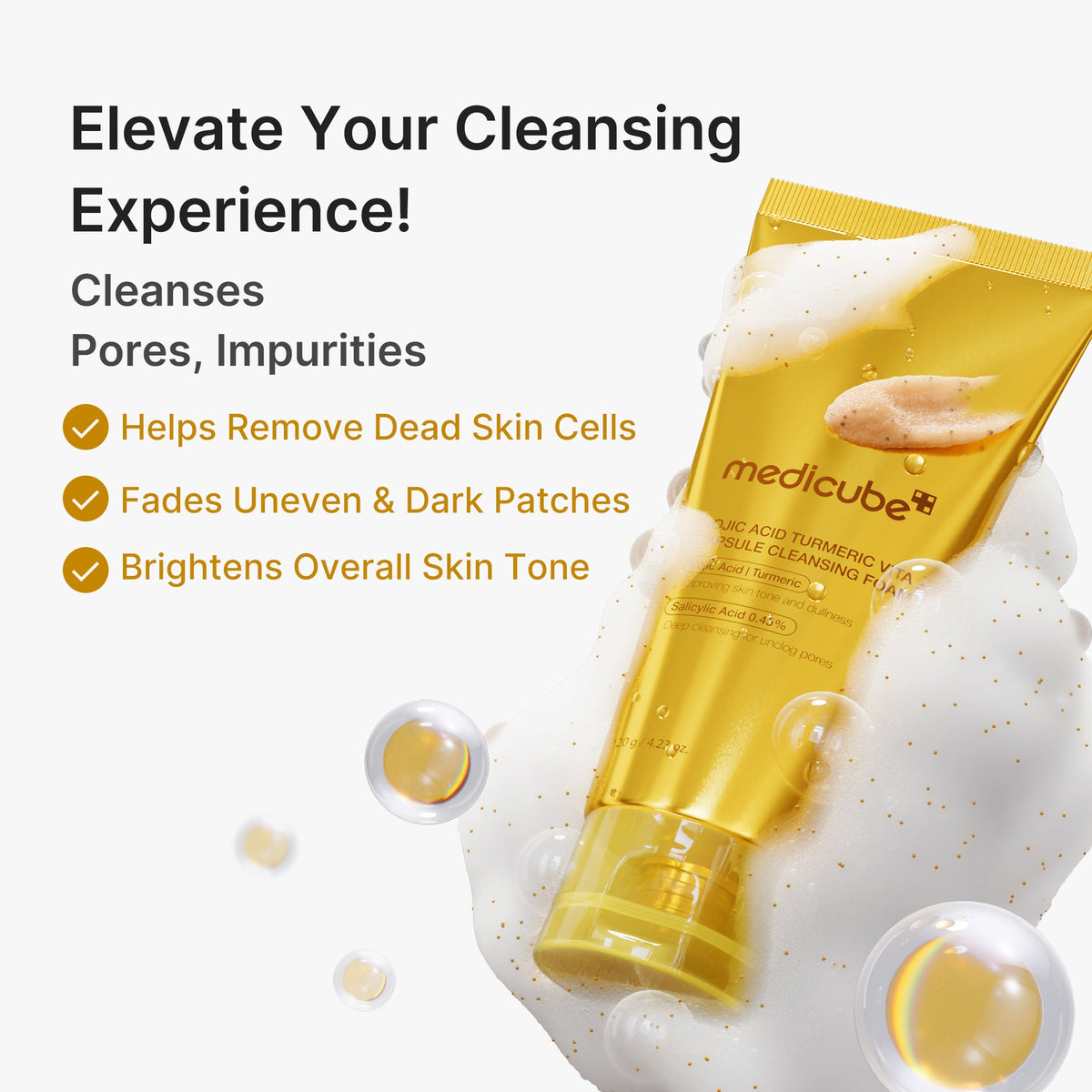 medicube Kojic Acid Turmeric Vita Capsule Cleansing Foam 120g