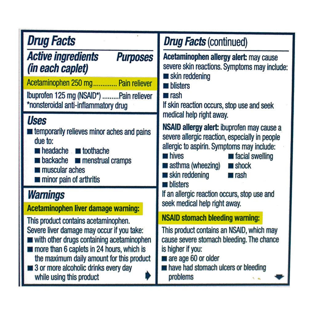 Advil Dual Action with Acetaminophen – Box of 18