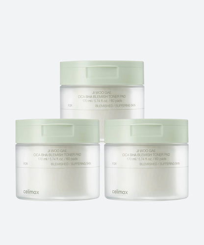 celimax JIWOOGAE Cica BHA Blemish Toner Pad 60 pads