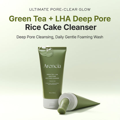 Arencia Green Tea + LHA Deep Pore Rice Cake Cleanser 150g