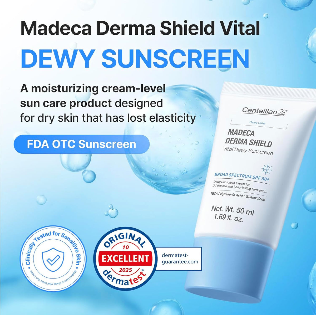 Centellian24 Madeca Derma Shield Vital Dewy Sunscreen OTC Version 50ml