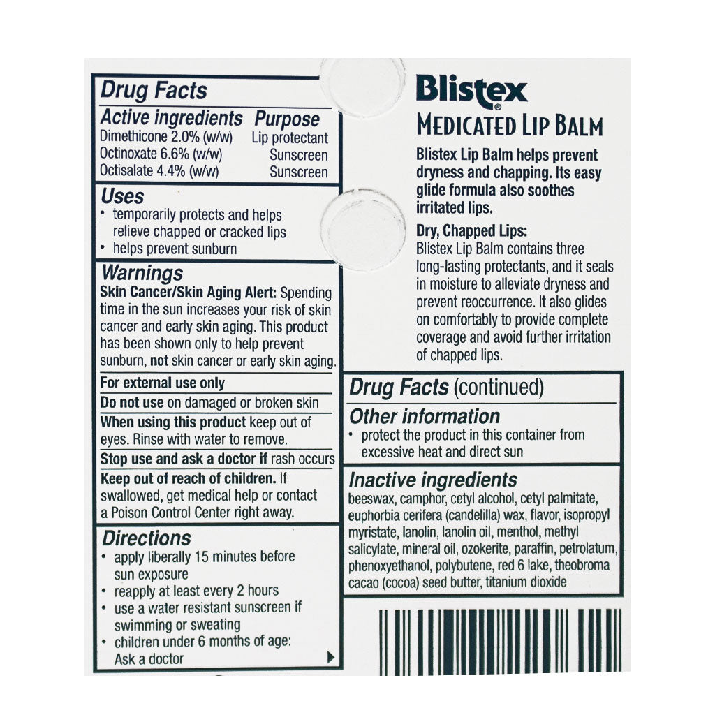 Blistex Medicated Berry Lip Balm SPF 15 - 0.15 oz. Tube