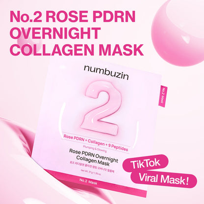 numbuzin No.2 Rose PDRN Overnight Collagen Mask 37g x 4 sheets