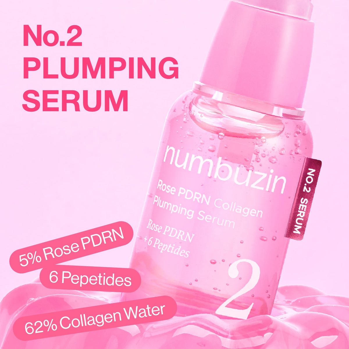 numbuzin No.2 Rose PDRN Collagen Plumping Serum Duo Stick Set 1.2ml x 10 pcs