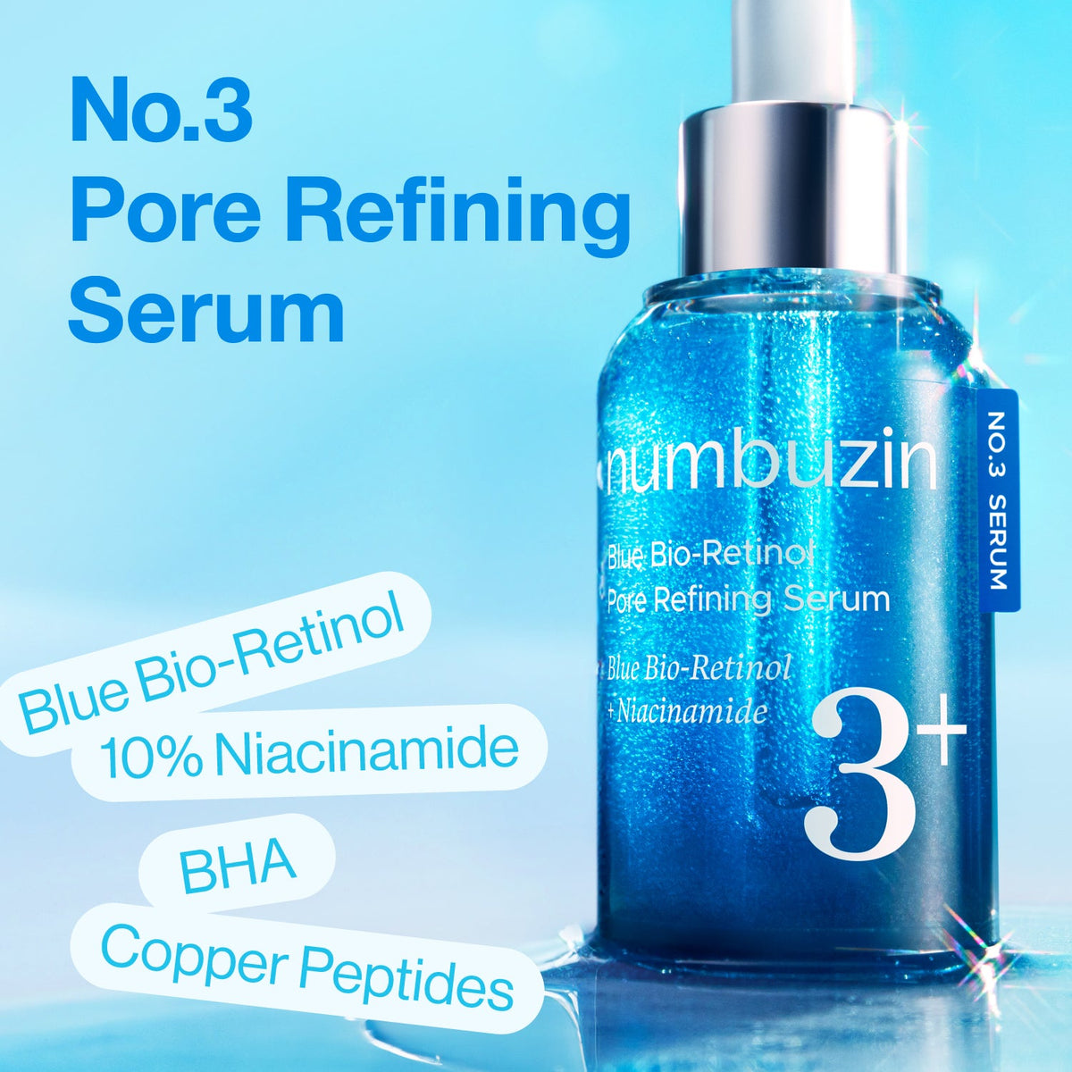numbuzin No.3 Blue Bio-Retinol Pore Refining Serum Vial Set 1.3ml x 10 vials