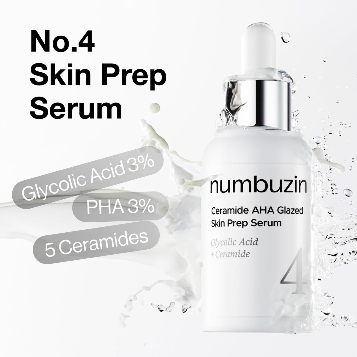 numbuzin No.4 Ceramide AHA Glazed Skin Prep Serum Vial Set 1.3ml x 10 vials
