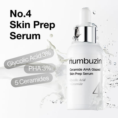numbuzin No.4 Ceramide AHA Glazed Skin Prep Serum Vial Set 1.3ml x 10 vials