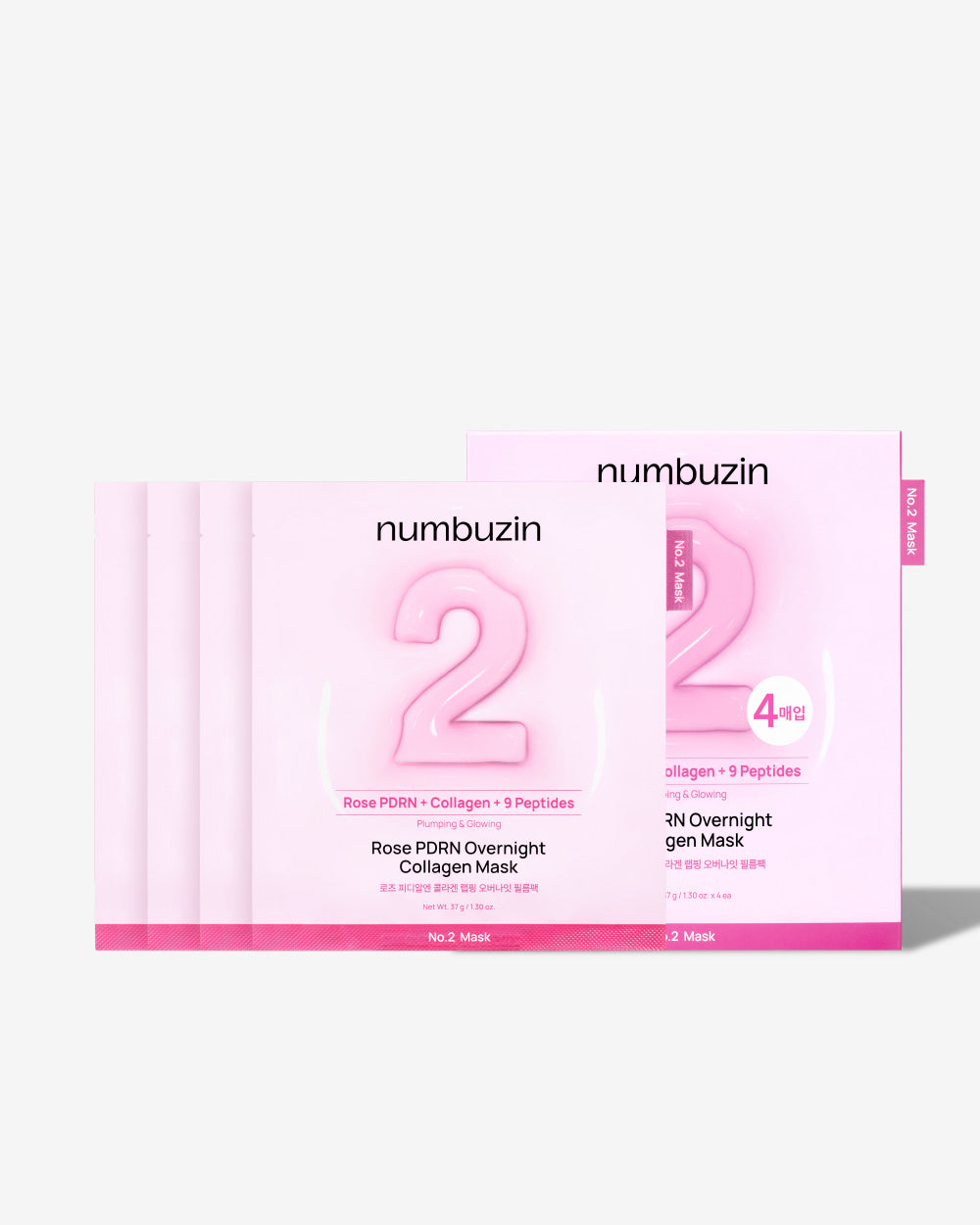 numbuzin No.2 Rose PDRN Overnight Collagen Mask 37g x 4 sheets