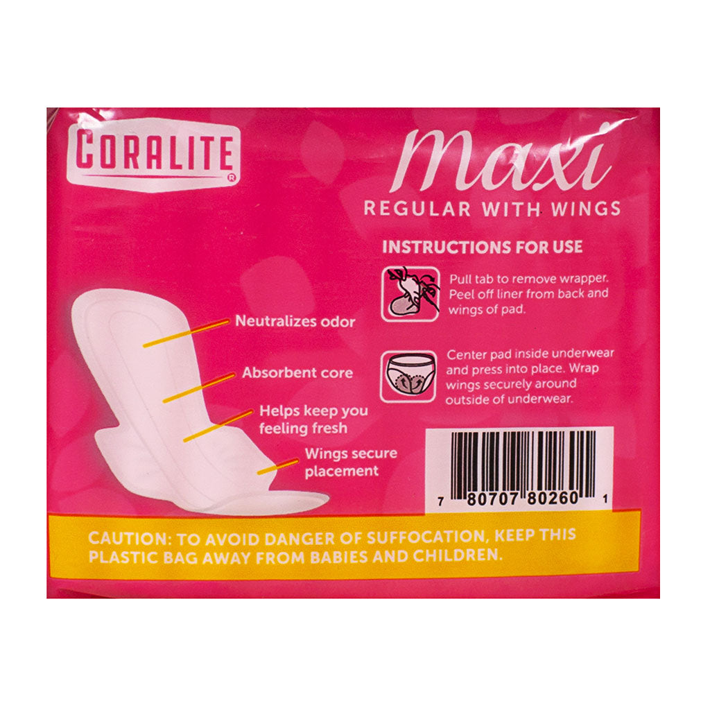 Coralite Regular Maxi Pads with Wings - 10 ct.