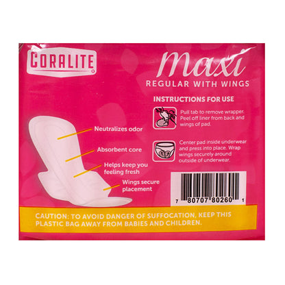 Coralite Regular Maxi Pads with Wings - 10 ct.