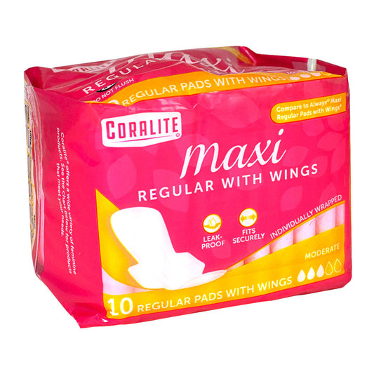 Coralite Regular Maxi Pads with Wings - 10 ct.