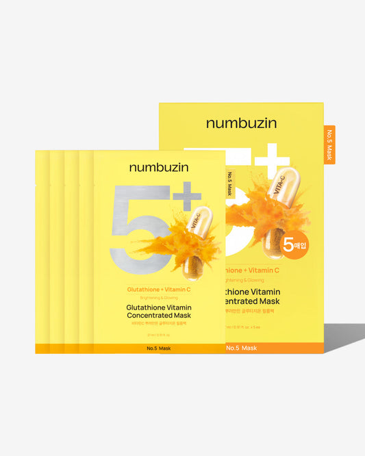numbuzin No.5+ Glutathione Vitamin Concentrated Mask 27ml x 5 sheets