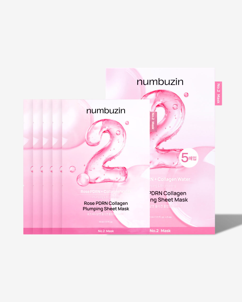 numbuzin No.2 Rose PDRN Collagen Plumping Sheet Mask 33ml x 5 sheets
