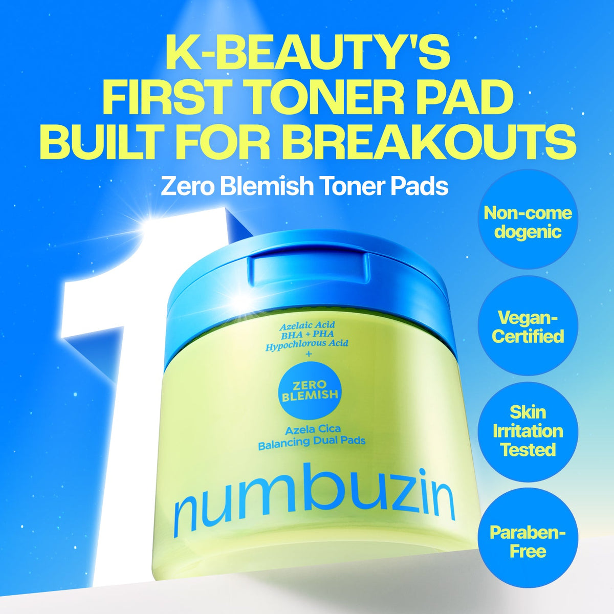 numbuzin Zero Blemish Azela Cica Balancing Dual Pads 60 pads