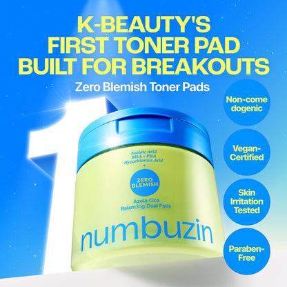 numbuzin Zero Blemish Azela Cica Balancing Dual Pads 60 pads