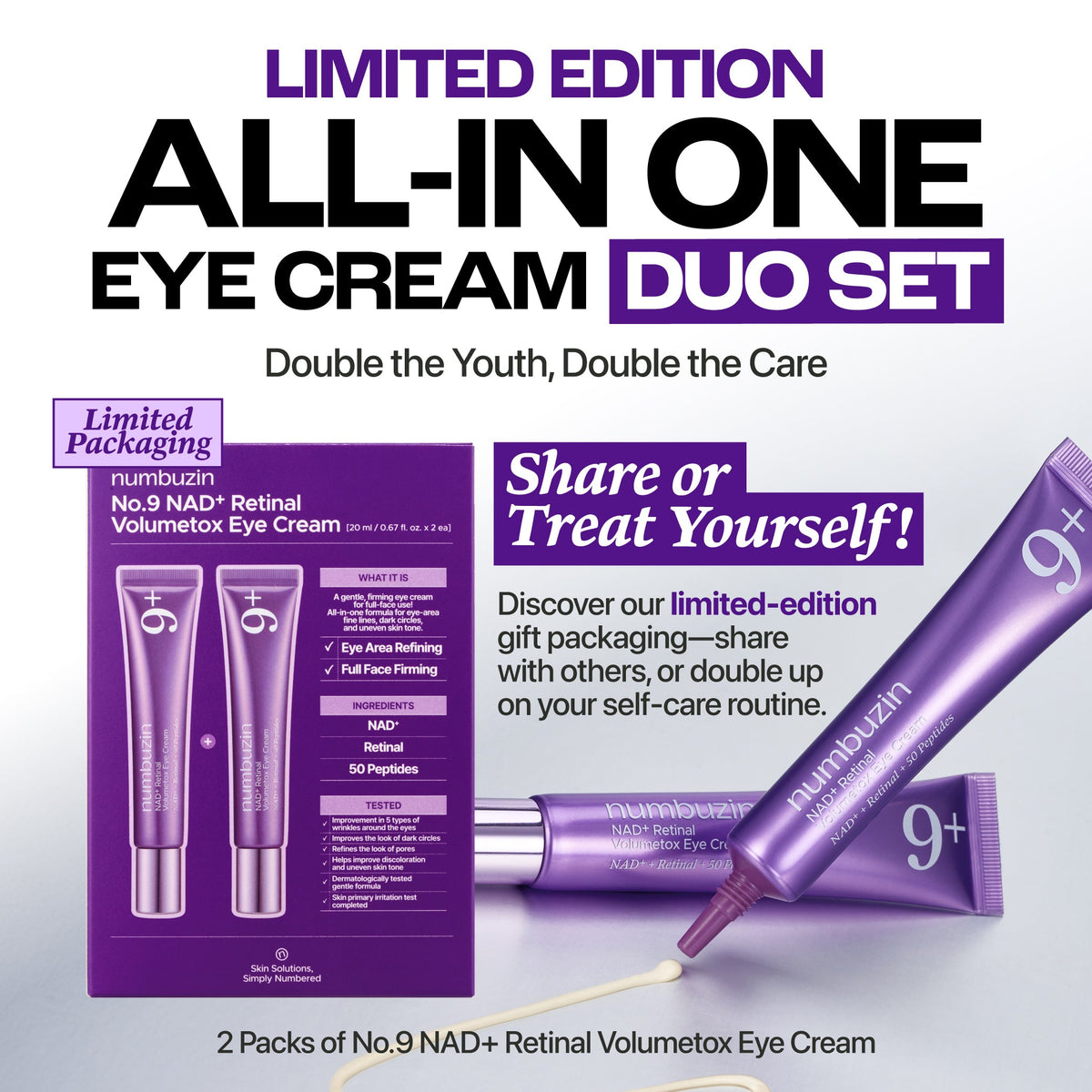 numbuzin No.9 NAD+ Retinal Volumetox Eye Cream Duo Set 2 pcs