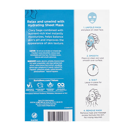 Burt's Bees Hydrating Sheet Mask with Clary Sage - Pack of 1