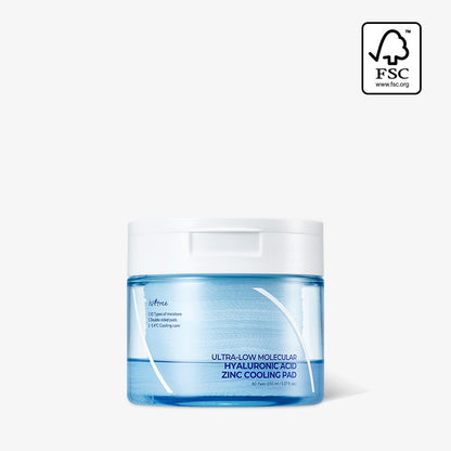Isntree Ultra-Low Molecular Hyaluronic Acid Zinc Cooling Pad 60 pads