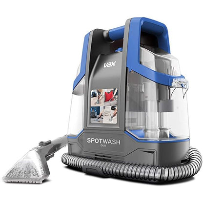 Vax SpotWash Duo Spot Cleaner | Lifts Spills and Stains from Carpets, Stairs, Upholstery | Dedicated Messy Tool for Pets – CDCW-CSXA, 1 Litre, Grey/Blue, 440W