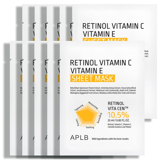APLB Retinol Vitamin C Vitamin E Sheet Mask 25ml x 10 Sheets