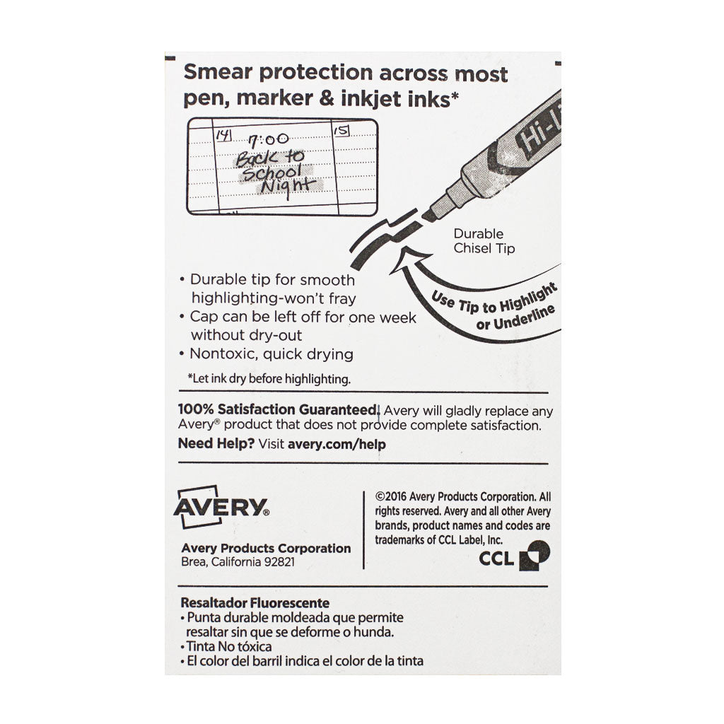 NEW Avery  Hi-Liter -  Card of 2