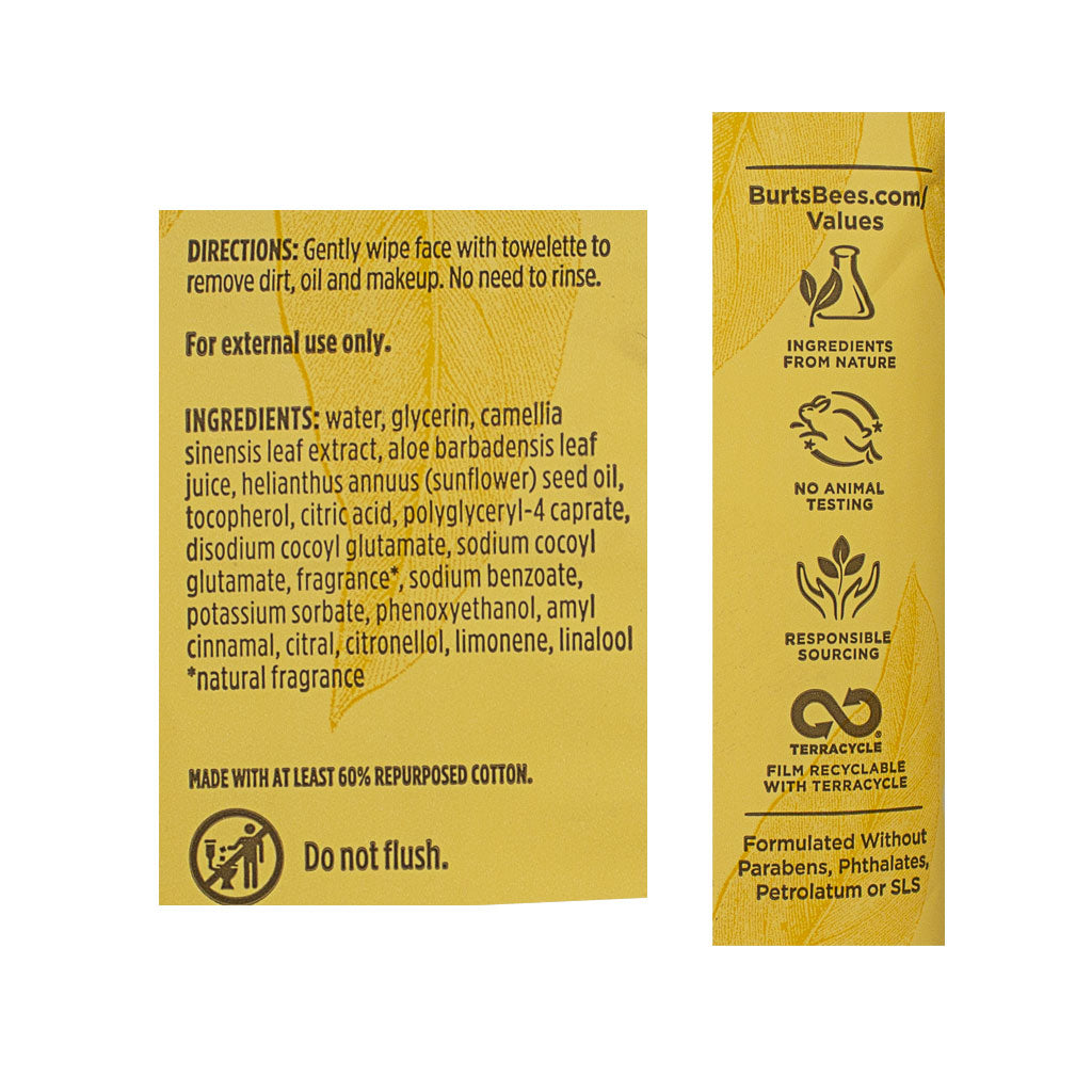 Burt's Bees Facial Cleansing Towelettes - Pack of 30