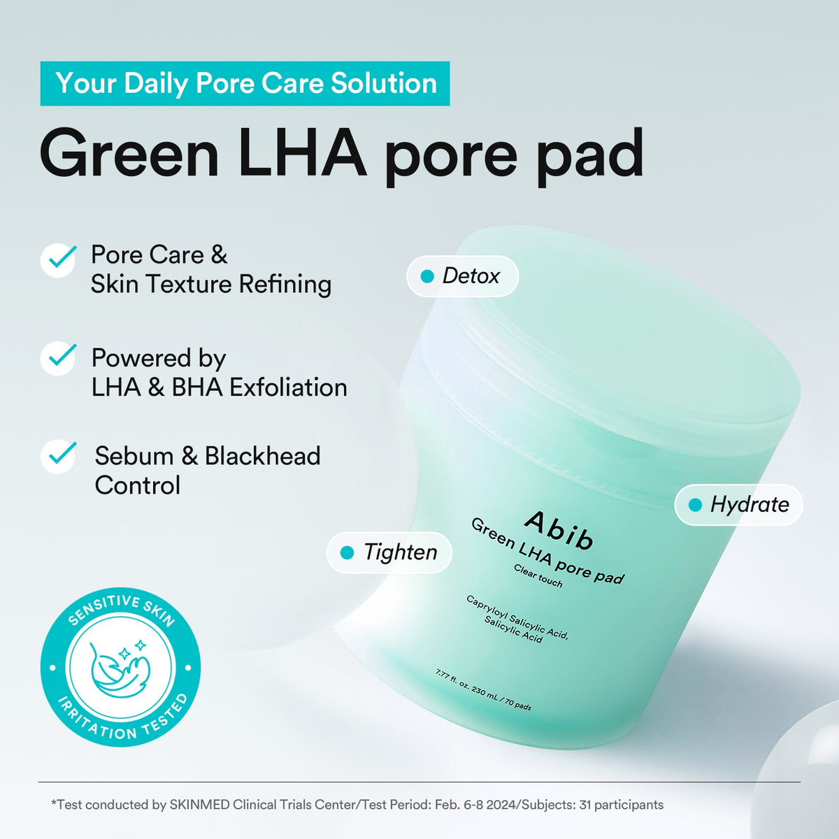 Abib Green LHA Pore Pad Clear Touch 70 pads