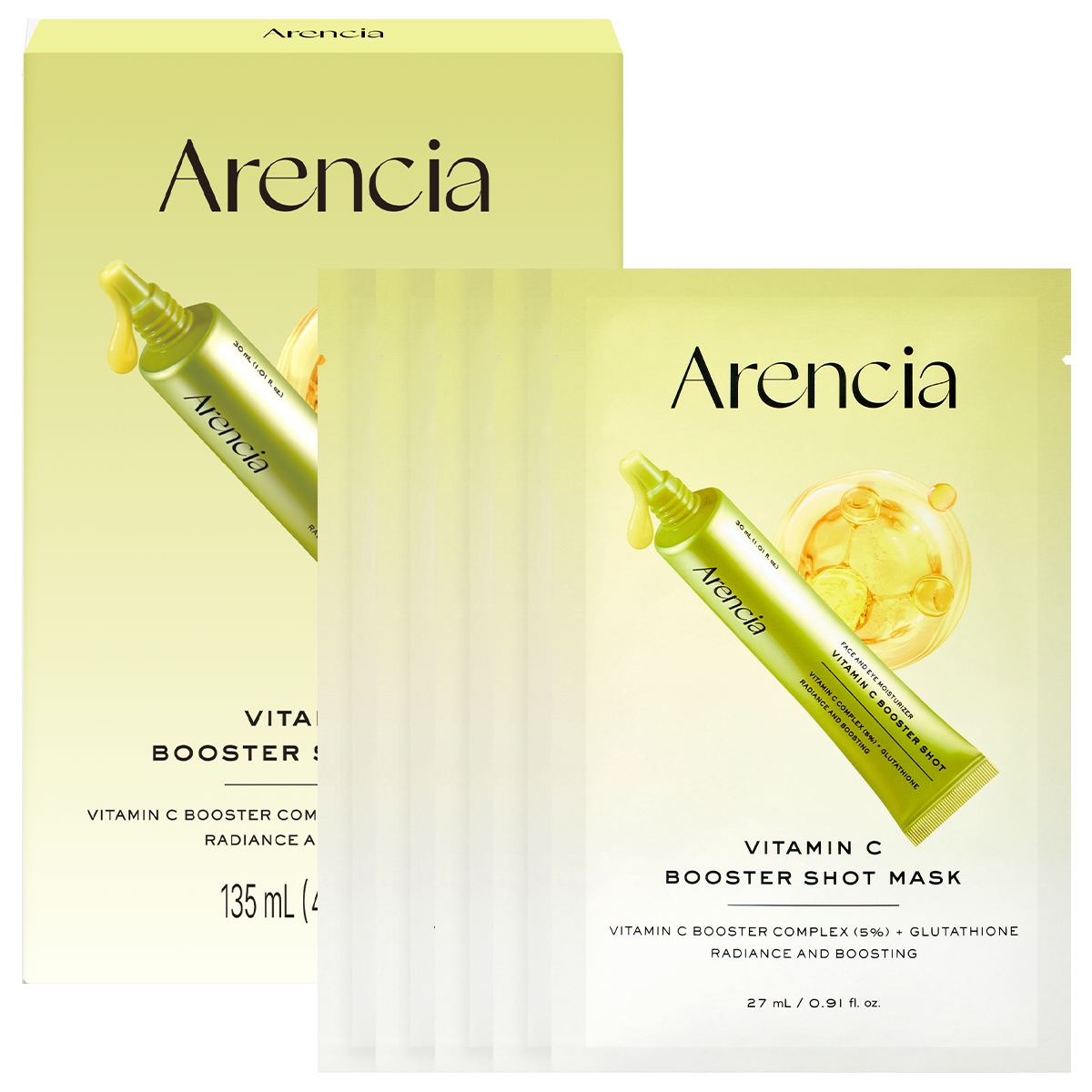 Arencia Vitamin C Booster Shot Mask Set 27ml x 5 sheets