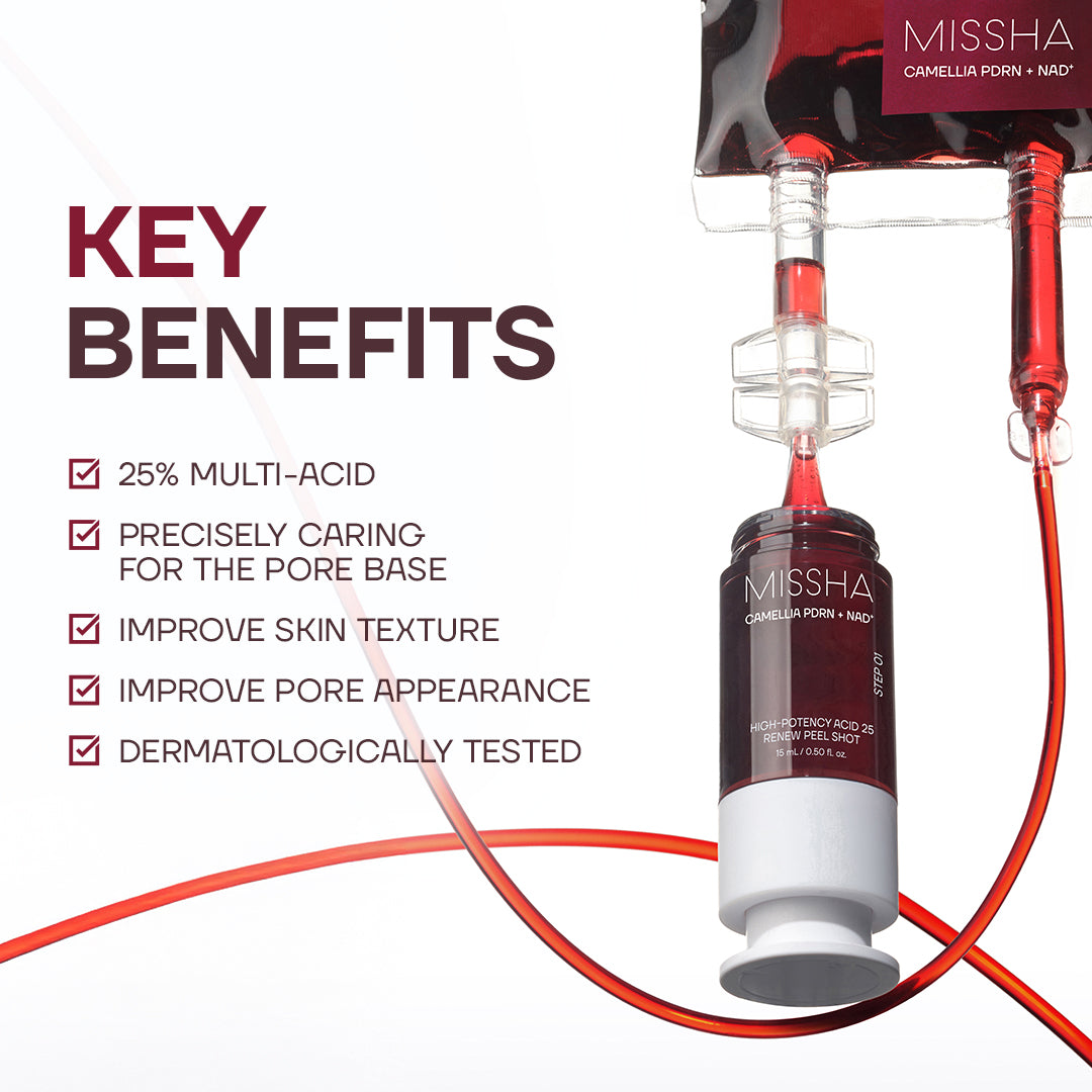 MISSHA Camellia PDRN NAD+ High-Potency Acid 25 Renew Peel Shot 15ml