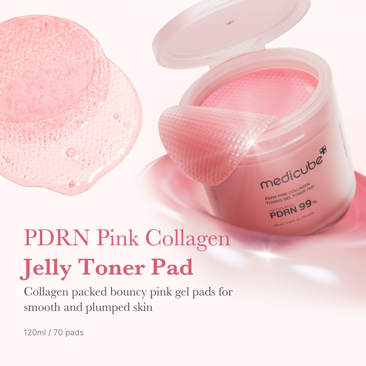 medicube PDRN Pink Collagen Toning Gel Toner Pad 70 pads