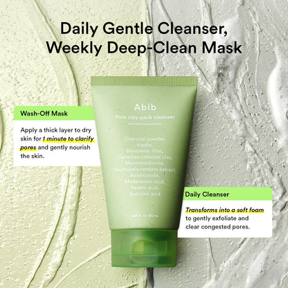 Abib Pore Clay Pack Cleanser Heartleaf Charcoal Foam 120ml