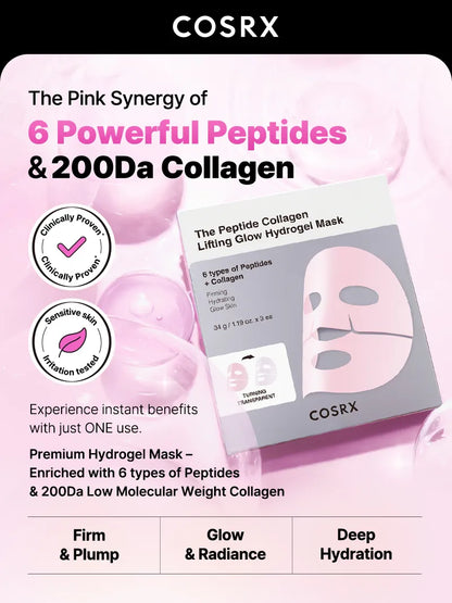 COSRX The Peptide Collagen Lifting Glow Hydrogel Mask 3 sheets