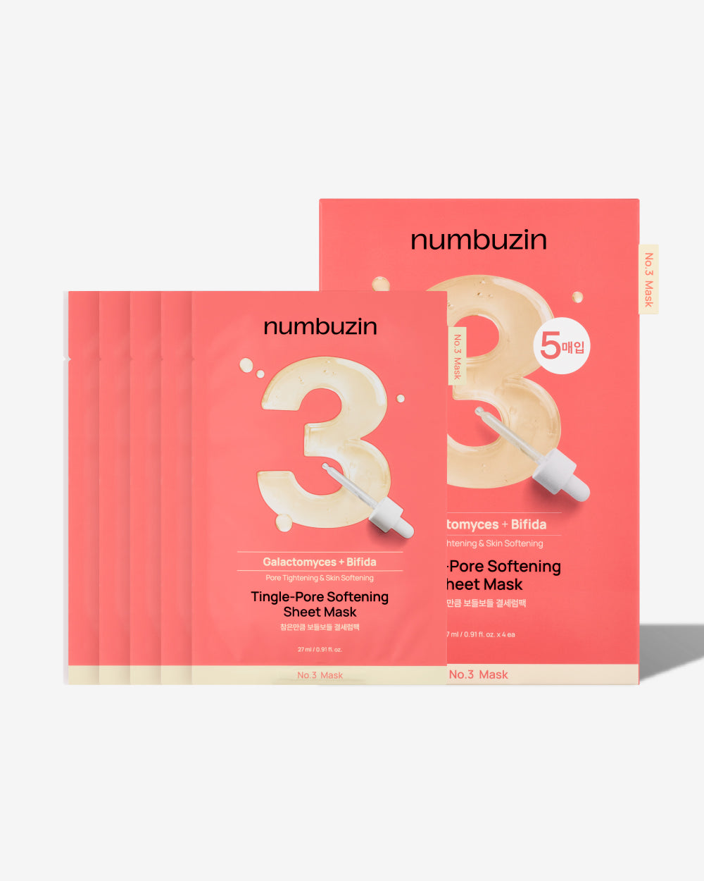 numbuzin No.3 Tingle-Pore Softening Sheet Mask 27ml x 10 sheets