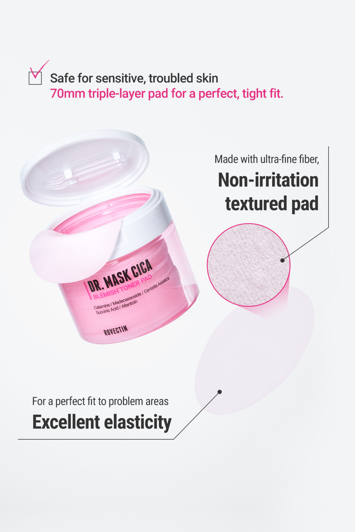 ROVECTIN Dr. Mask Cica Blemish Toner Pad 60 pads