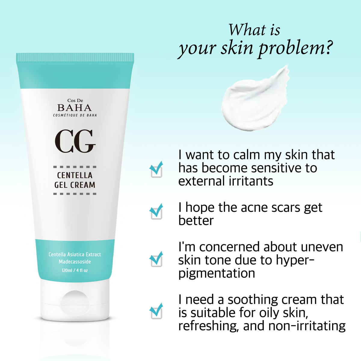 Cos De BAHA CG Centella Gel Cream Jumbo 120ml