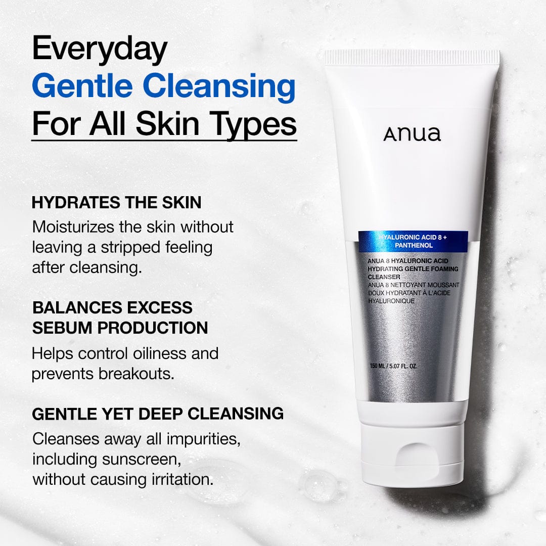 Anua 8 Hyaluronic Acid Hydrating Gentle Foaming Cleanser (EU/UK Packaging) 150ml