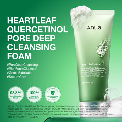 Anua Heartleaf Quercetinol Pore Deep Cleansing Foam (EU/UK Packaging) 150ml