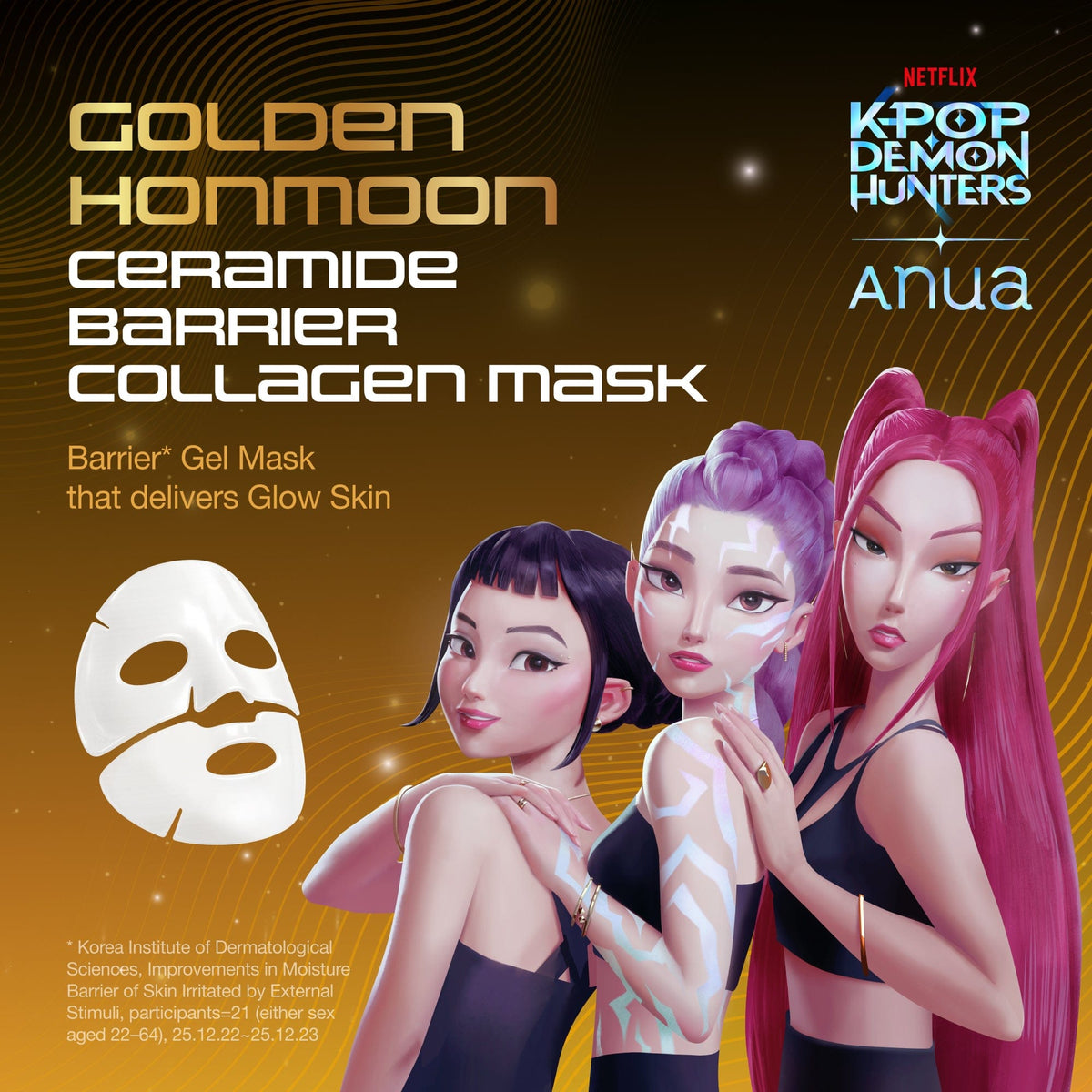 Anua Golden Pattern Ceramide Barrier Collagen Mask Kpop Demon Hunters Collaboration 29g x 1 sheet