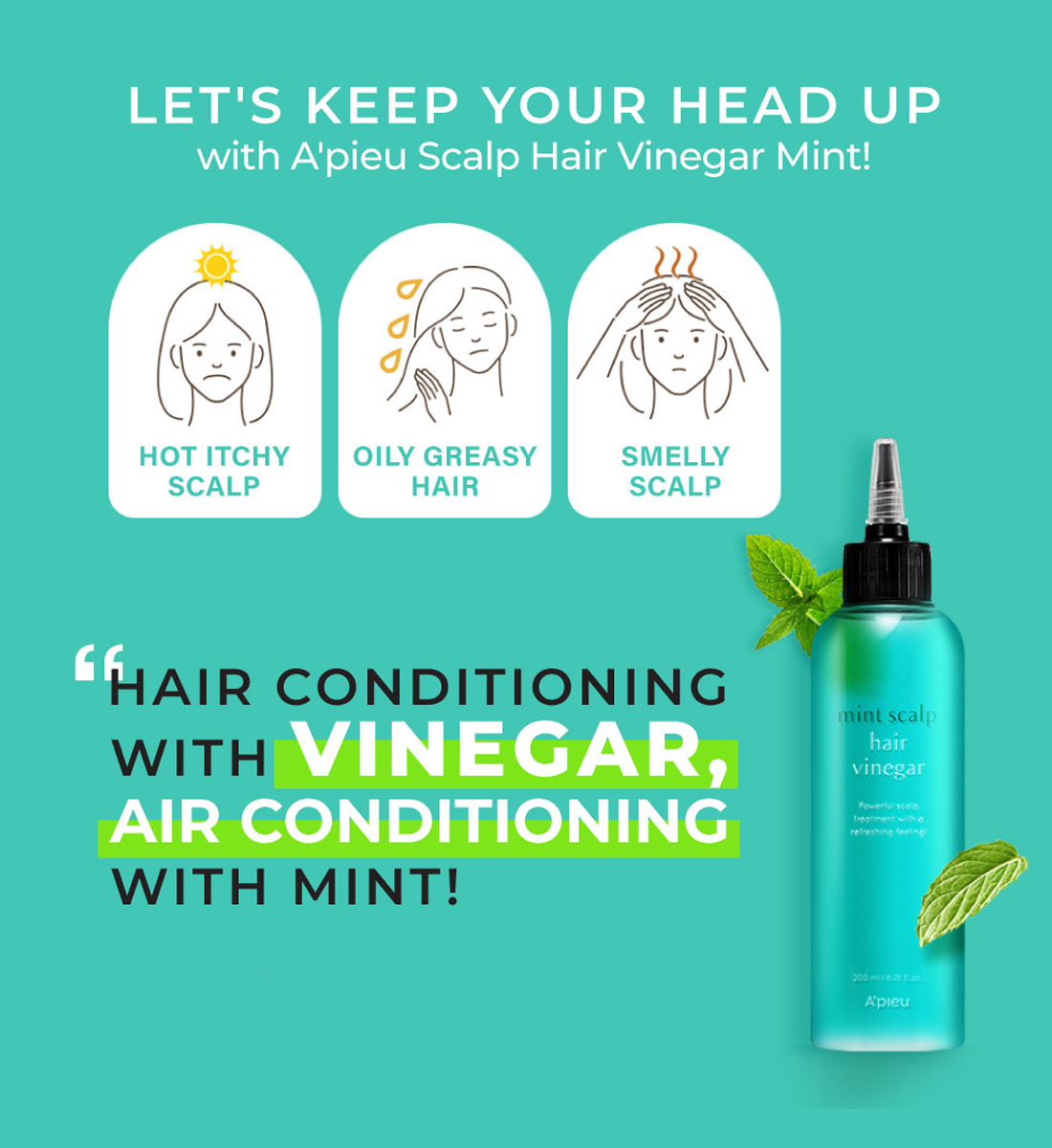 A'PIEU Mint Scalp Hair Vinegar 200ml
