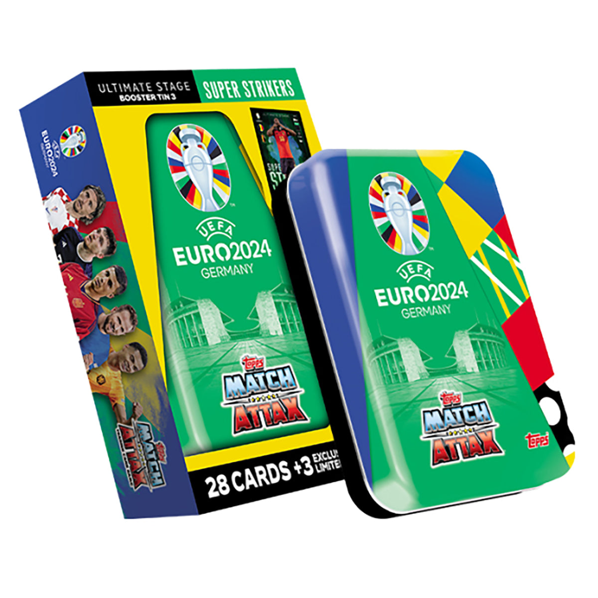 Topps Match Attax UEFA EURO 2024 Trading Cards Super Strikers Booster Tin 10 Pack