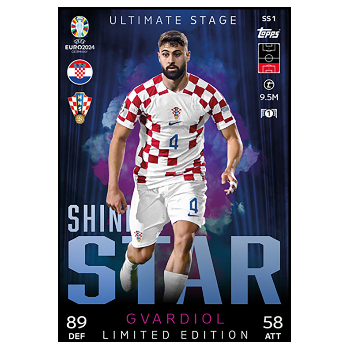 Topps Match Attax UEFA EURO 2024 Trading Cards Shining Stars Booster Tin 10 Pack