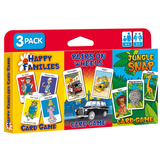 Cartamundi Happy Families, Pairs on Wheels & Jungle Snap Card Games
